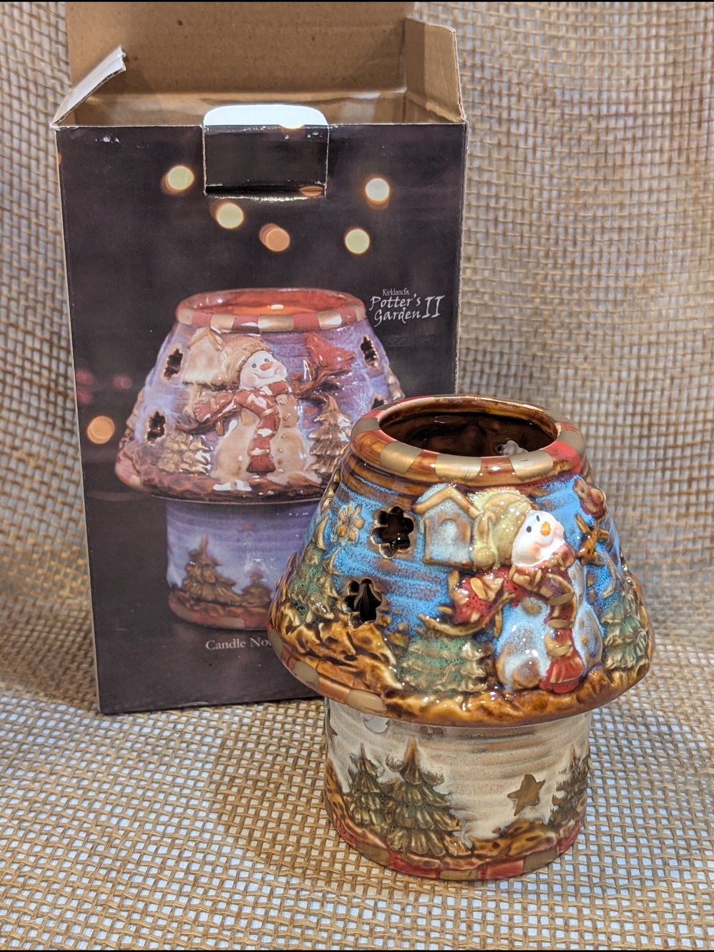 Kirkland's Potter's Garden II Ceramic Candle Lamp, Snowman Design